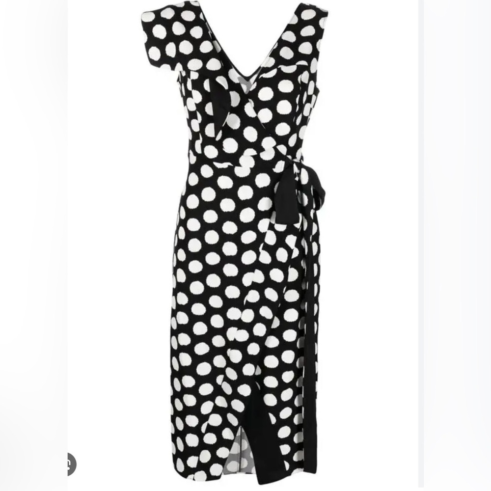 Diane Von Furstenberg Connor Polka Dot Midi Wrap Dress Size 12 DVF MSRP $400